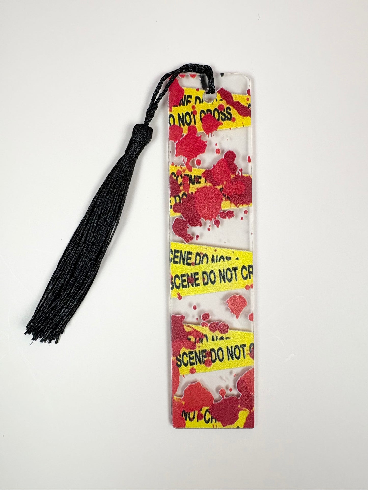True Crime | Bloody Crime Scene Acrylic Bookmark with Black Tassel | Little Extras